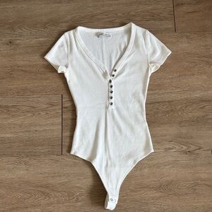 Abercrombie & Fitch Women’s White Henley Bodysuit